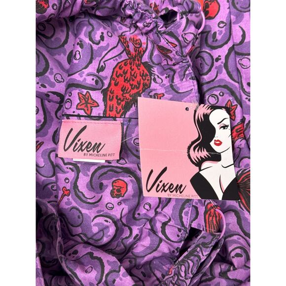 New Vixen Micheline Pitt Dress XS Womens Sea Creature Print Fit Flare - Picture 7 of 8